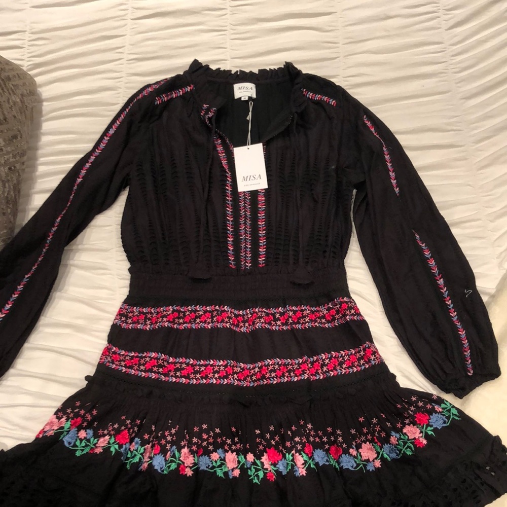 Misa Los Angeles black flower dress